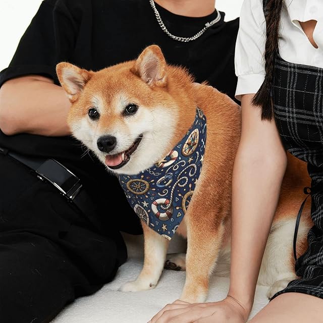 Foto 3 de 8 de Bandanas náuticas para Perros, Bufanda Triangular Reversible para Mascotas para niños y niñas