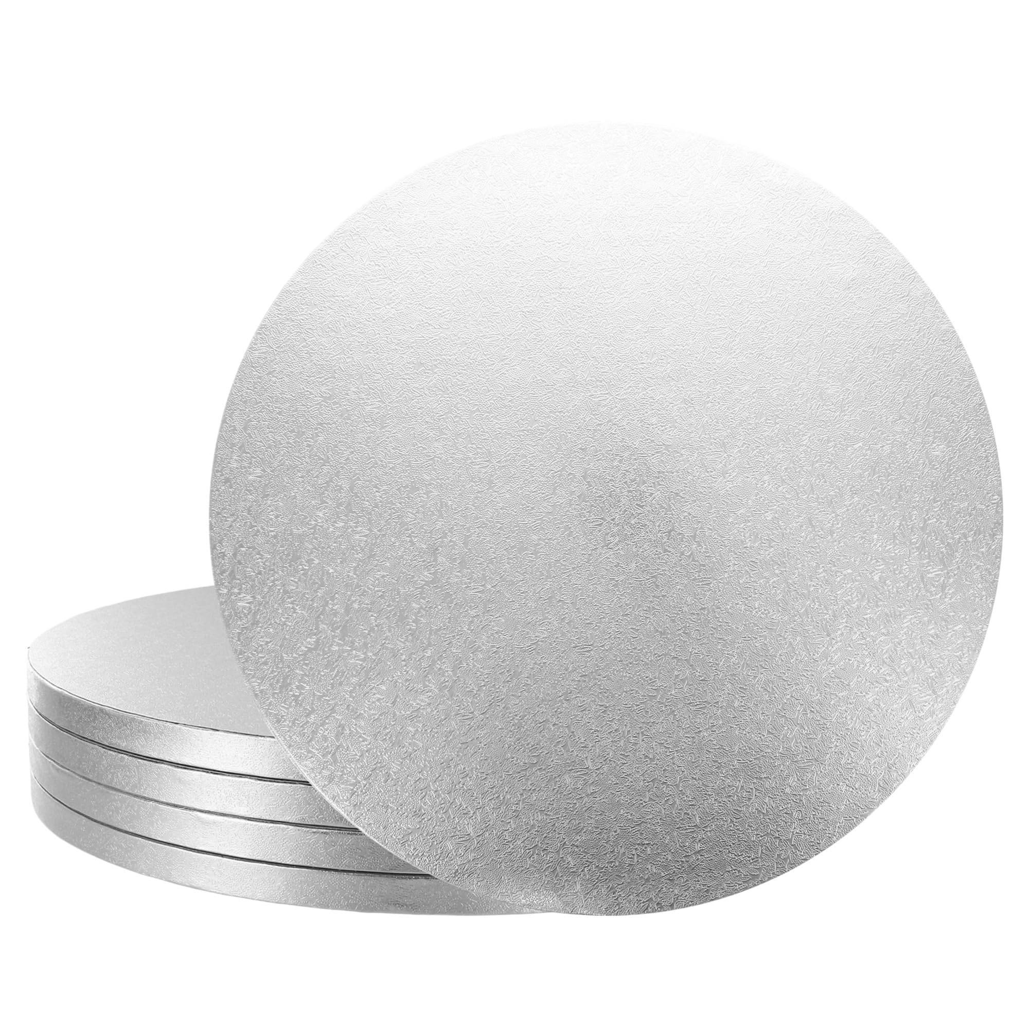 Culpitt Silver 10" Cake Board | 5 Pack | Individually Wrapped Cake Drums, Fern, 10 Inch (254Mm) Round, 12Mm Thick, (Pack Of 5 Boards)