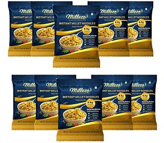 Millezo Instant Millet Noodles, High Protein, Little Millet, 60 g Each, Pack of 10 (600 g)