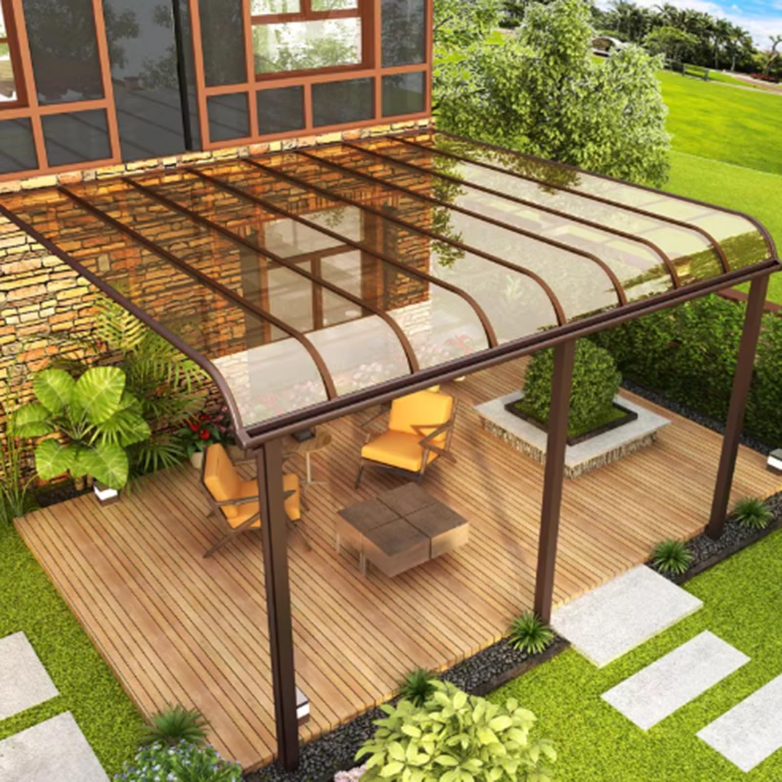 Powrzzzy Brown 1.2Mm Thick Roof Skylight Panels Polycarbonate Roofing Sheets Transparent Acrylic Plastic Panels Strong And Not Easily Deformed For Pergola