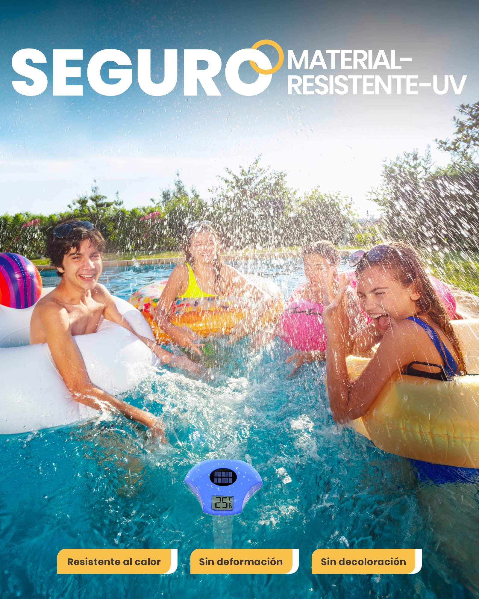 Baldr Solar Termómetro Piscina Flotante con Pantalla Digital de Fácil Lectura, Resistente al Agua IPX8, Risparmio Energetico, para Piscinas, Bañeras de Hielo y Jacuzzis