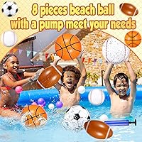 Vista 4 de Sosation 8 bolas inflables deportivas de 16 pulgadas, pelota de playa inflable de 4 estilos, decoraciones de fiesta deportiva, pelotas de piscina