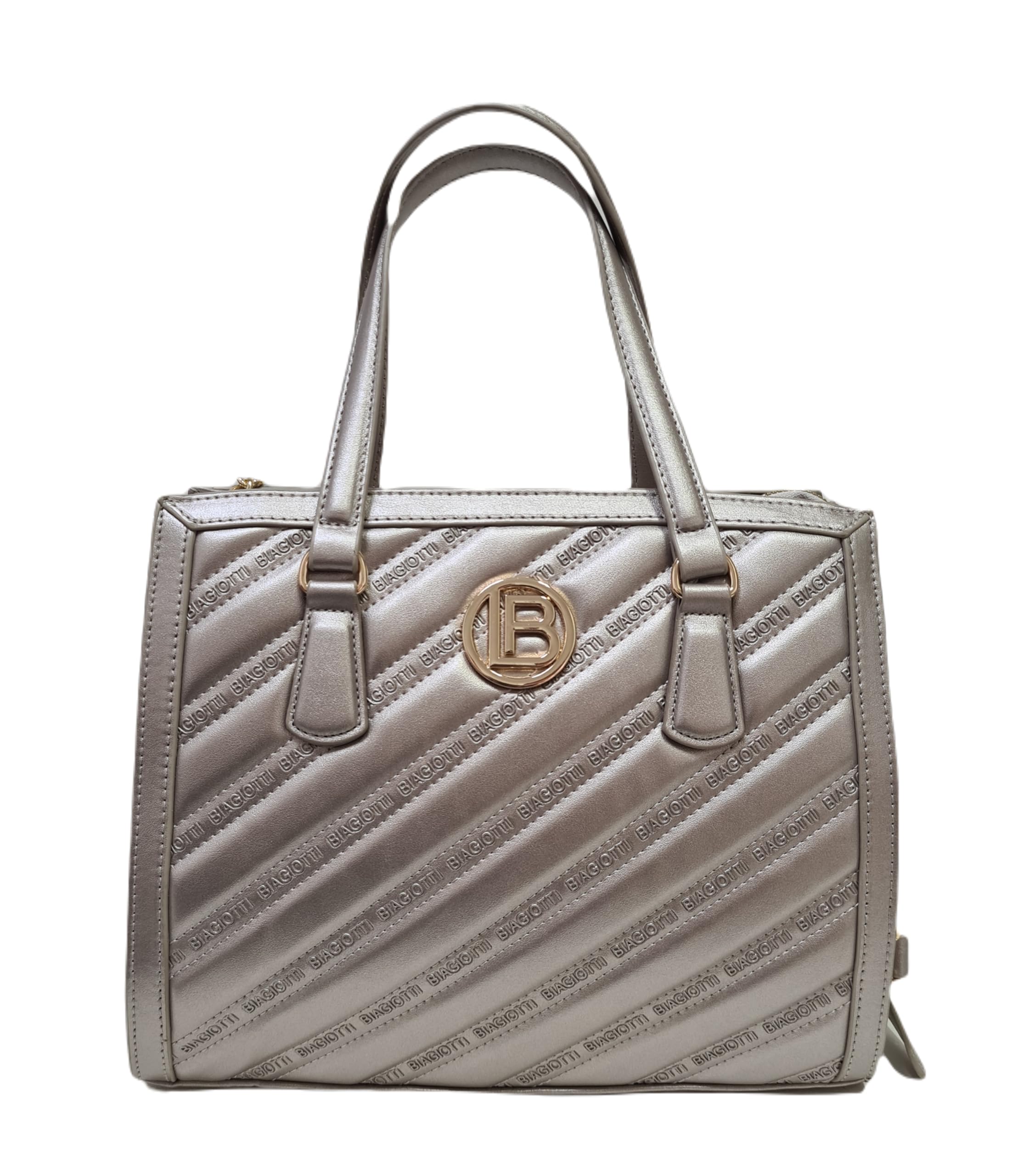 Laura Biagiotti Borsa a mano da donna in pelle rossa, trapuntata, con manico e dettagli in metallo (METAL)