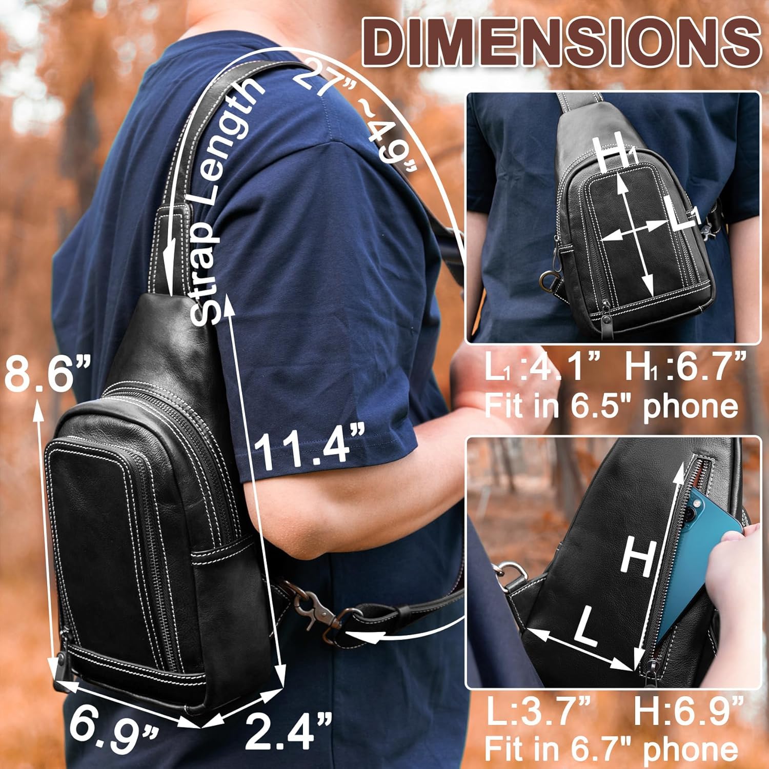 Genuine Leather Sling Bag for Men and Women Crossbody Shoulder Bag Sling Backpack Chest Purse Cross Body Pouch - Image 5