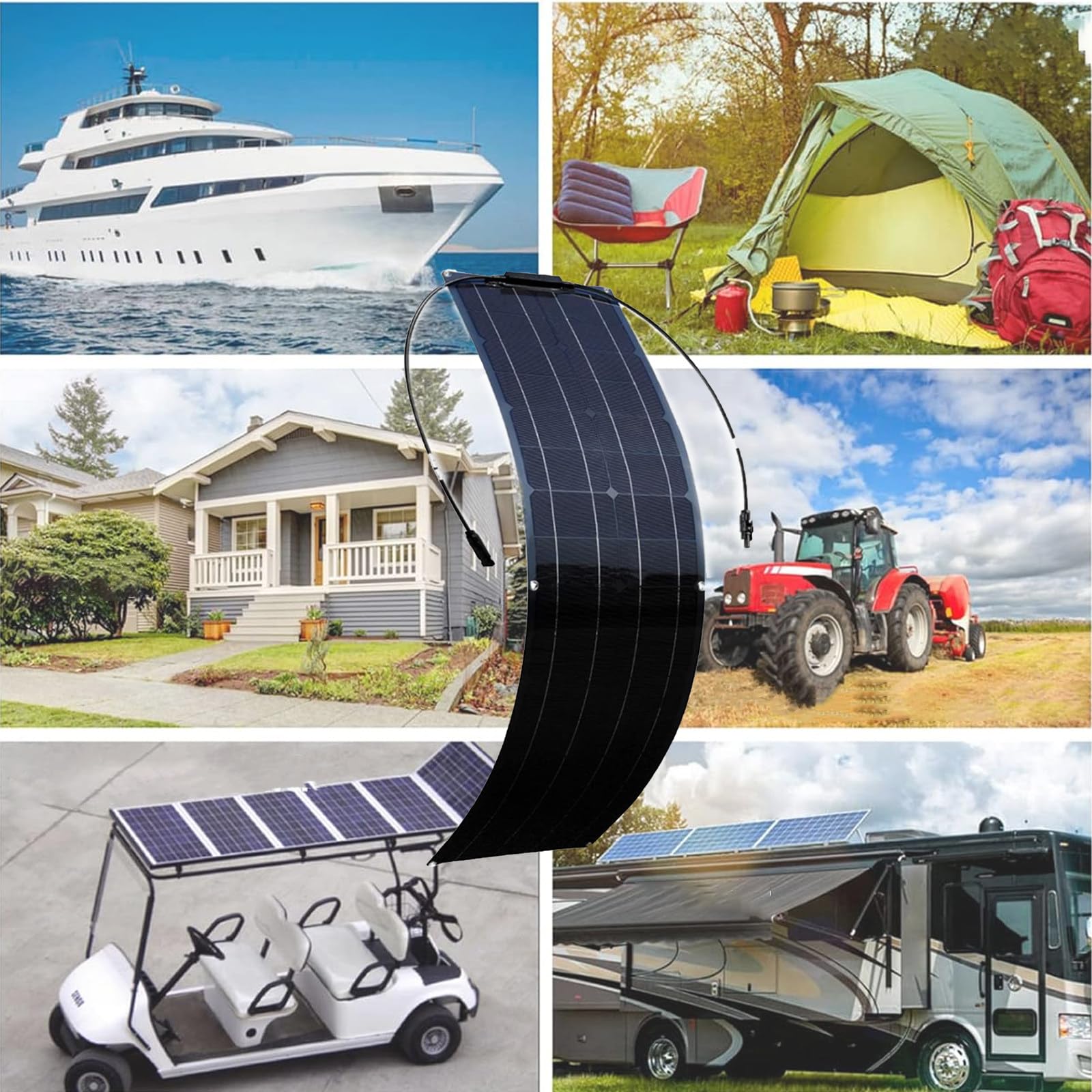 Kit Pannello Solare Off Grid Da 400 W, 2 Moduli Solari Fotovoltaici Monocristallini Da 200 W Pannello Solare 18 V Con Regolatore Di Carica 60 A Per Camper, Balcone, Barca, Camper,black