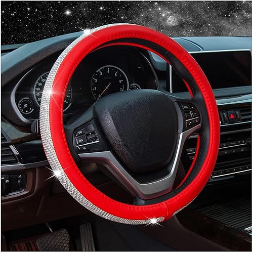 Miniatura 2 de Linda funda para volante para mujer, funda universal de 15 pulgadas para volante de diamante, se adapta a la mayoría de automóviles, SUV, camiones,
