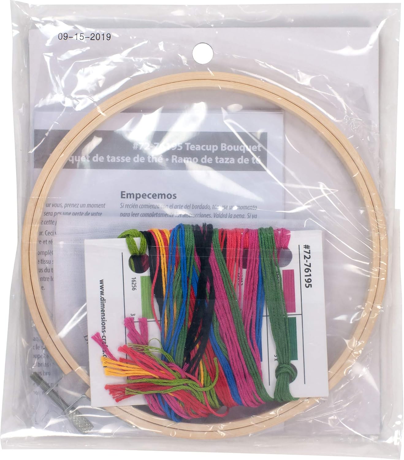 Dimensions 72-76195 Teacup Bouquet Embroidery Kit with 6'' Bamboo Hoop