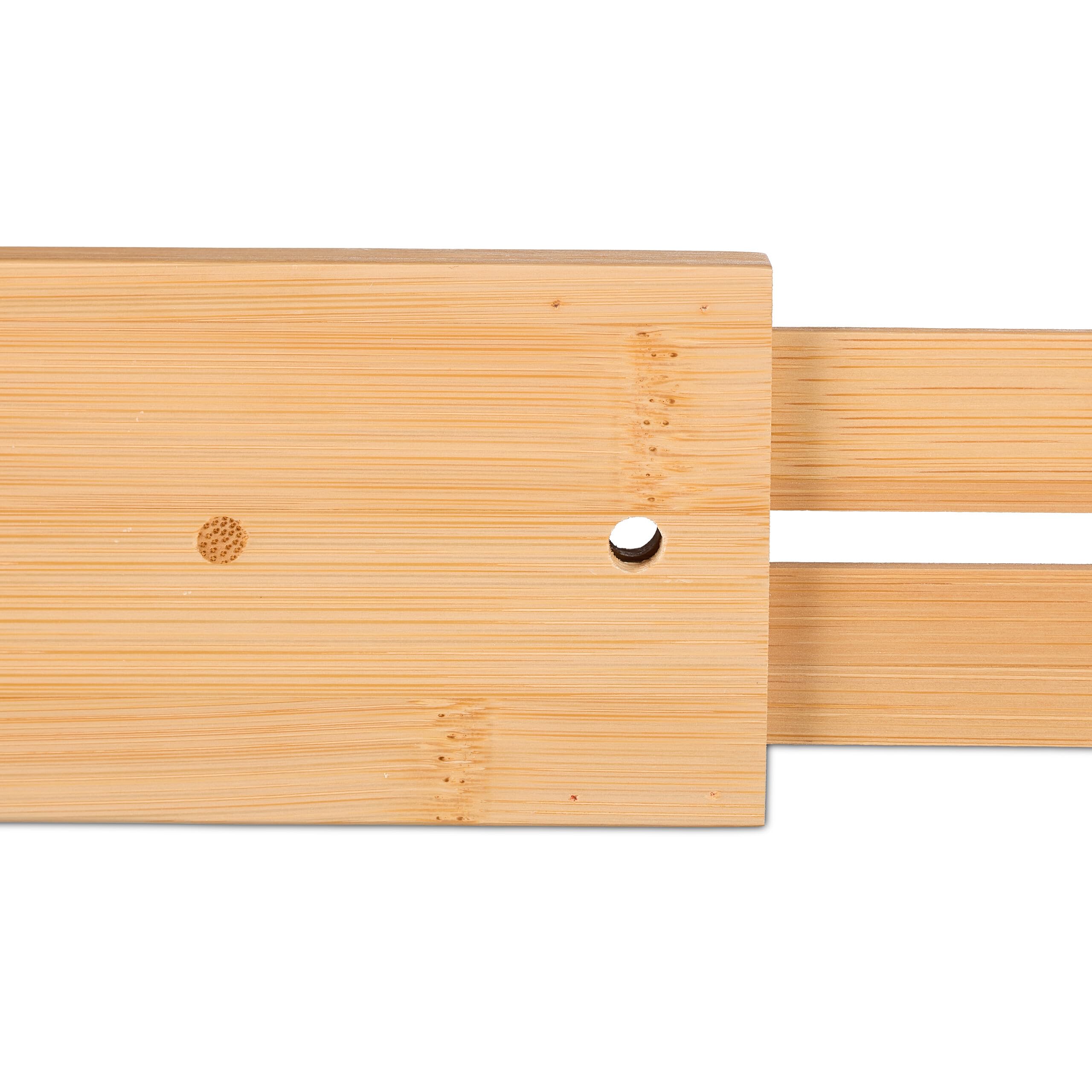 Relaxdays Separator do szuflad, 10-częściowy zestaw, regulowana długość od 34 do 44 cm, bambus, rozdzielacz do szuflad kuchennych, naturalny