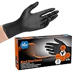 MED PRIDE Extra Strength Black Vinyl Disposable Gloves, Powder & Latex-Free, For Surgical, Tattoo Artist, Food Prep Use Large (Pack of 50)