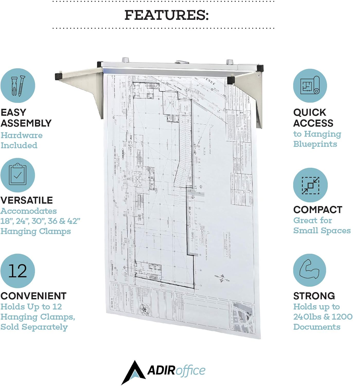 Adir Corp. Mobile Blueprint Storage - Adjustable Vertical Poster Display Rack / Plans Holder - File Organizer Stand for Home, Office (Sand Beige) : Office Products