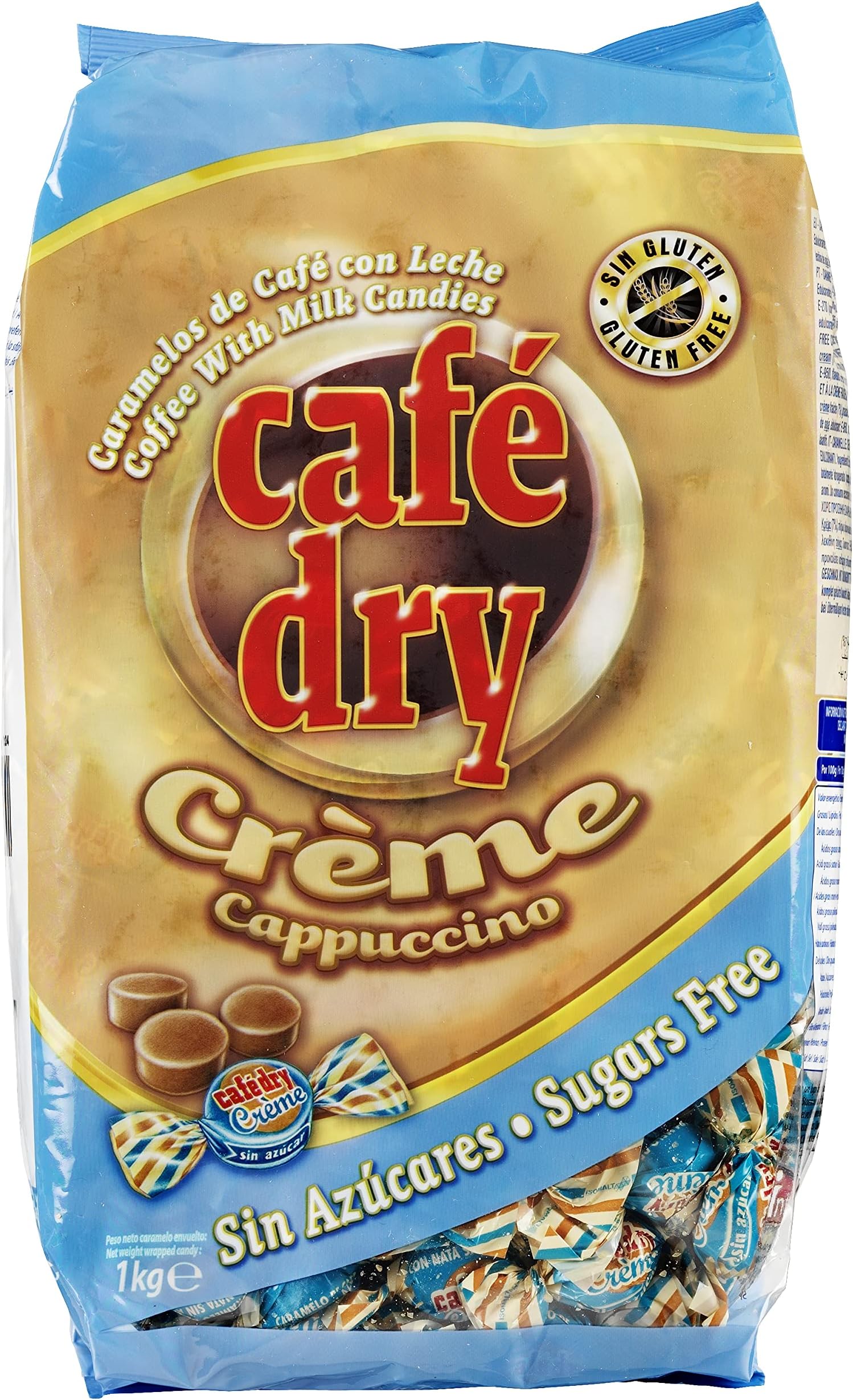 Intervan Pictolin Café Dry Coffee with Crème Sugar Free Boiled Candies, 1 kg