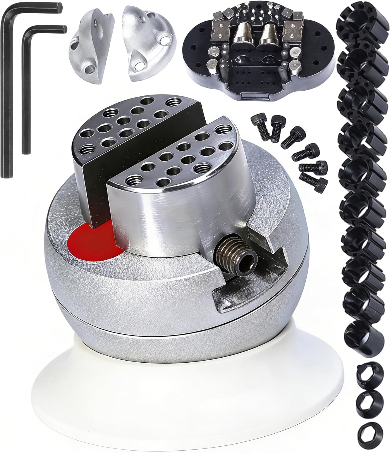 Jewelry Ball Vise 2.16 inch Engraving Setting Tool 360°Rotation Professional Ball Vise 78PCS Attachment Jewelry Engraving Block Tools Standard Block HH-A04C