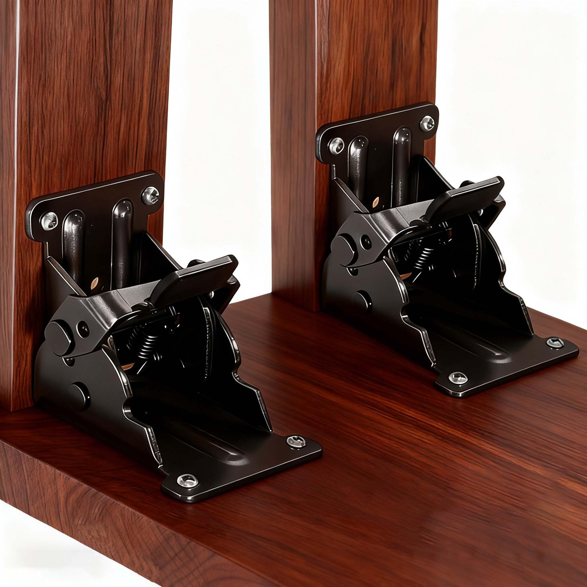 2 Pack Folding Brackets 0°-90°-180°, Heavy-Duty Folding Table Leg Brackets with Self-Locking Hinges, Adjustable Hardware Bracket for Table/Bed/Desk Legs (Black)