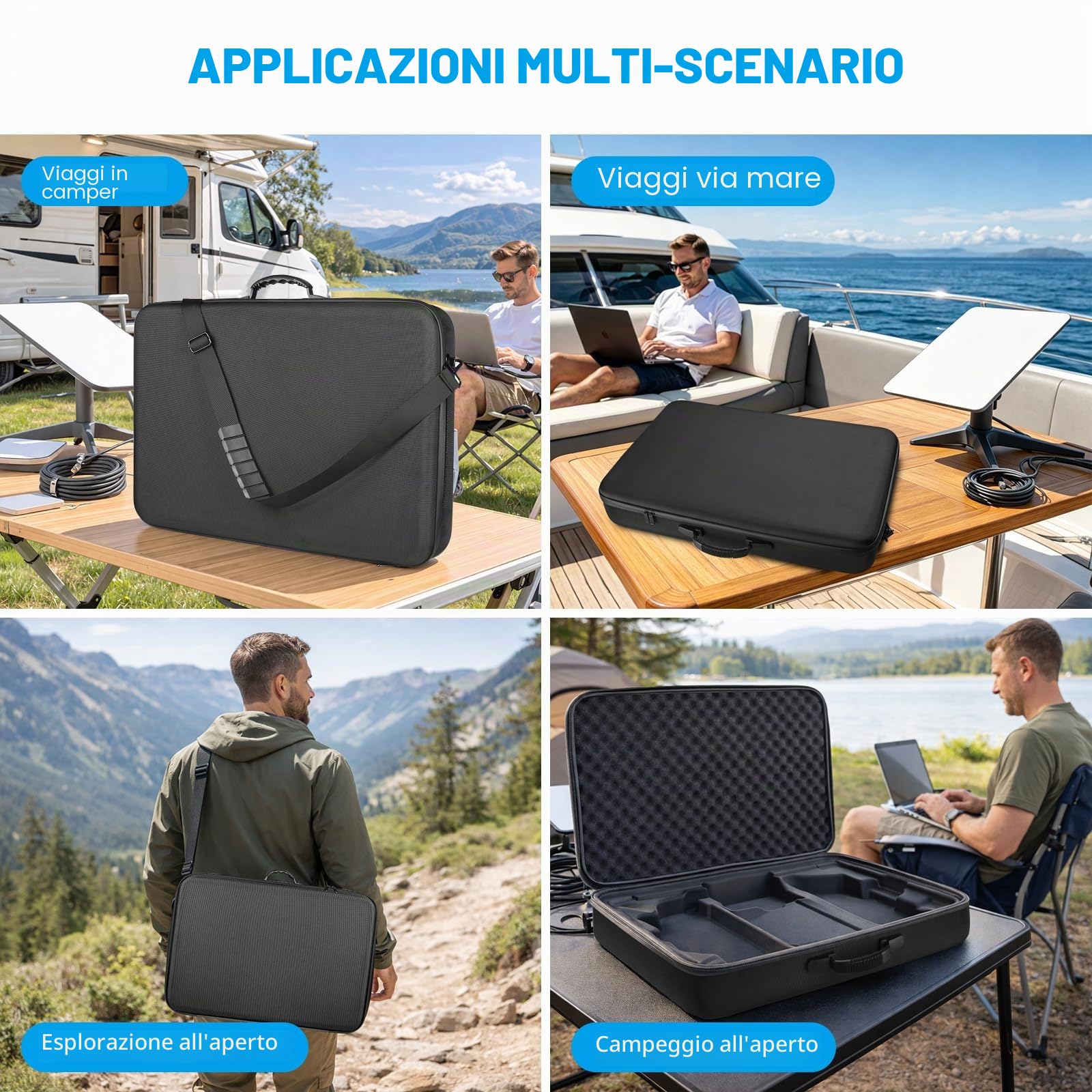 Custodia Starlink Gen 3, Borsa Trasporto Rigida Protettiva Impermeabile, Custodia Standard Starlink in EVA con Manico e Tracolla per Viaggi, Camper, Esterni, Protezione Tripla Antiurto (Negro)