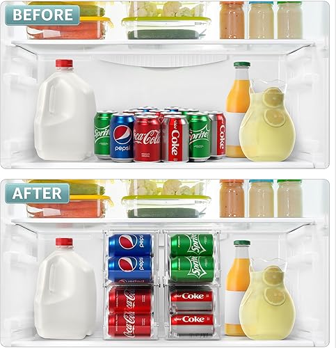Miniatura 6 de Sorbus Organizador de latas de soda para refrigerador, dispensador de latas apilable con tapa para refrigerador, despensa, congelador, capacidad