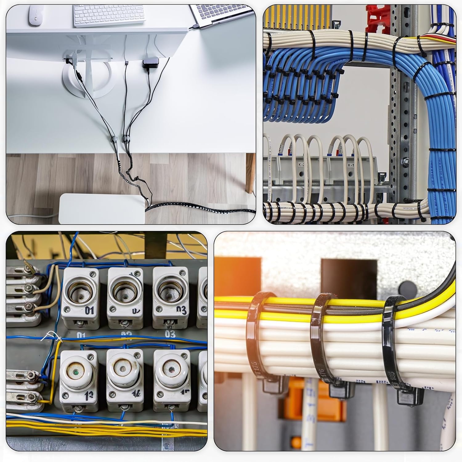 MECCANIXITY 240pcs 1.18" Cable Tie Saddle Type Mounts Base with 6" Cable Zip Ties and M5 Tapping Screws, Wire Organizer Holder Clamps Set, White