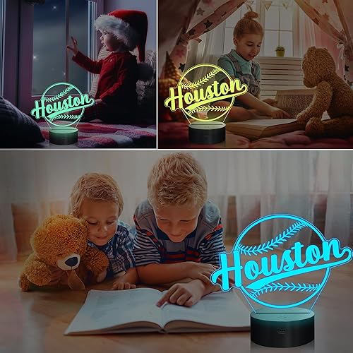 Miniatura 2 de Regalos de béisbol, luz nocturna de béisbol, lámpara de ilusión 3D para niños, regalo de 16 colores cambiantes, control remoto, iluminación de