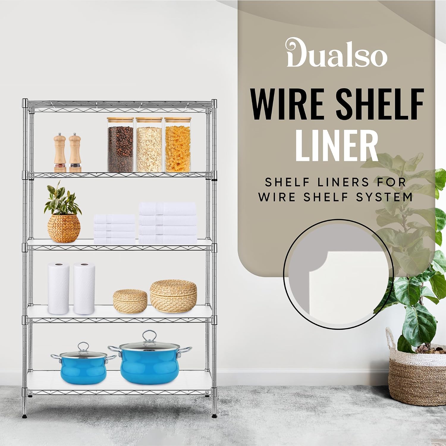 Wire Shelf Liner Wire Rack Shelf Mat - Thick Wire Shelf Cover - Waterproof Plastic Shelf Liners, Metal Shelf Liner - Easy Use Wire Shelving Cover for Closet (White, 18" X 48" (Set of 4))
