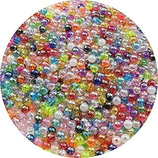 1000pcs 6mm Acrylic Round Beads AB Colors Acrylic Beads Round Spacer Beads with Hole for DIY Bracelet Necklace Jewelry Making Supplies Handmade Craft(Mixed Colors)