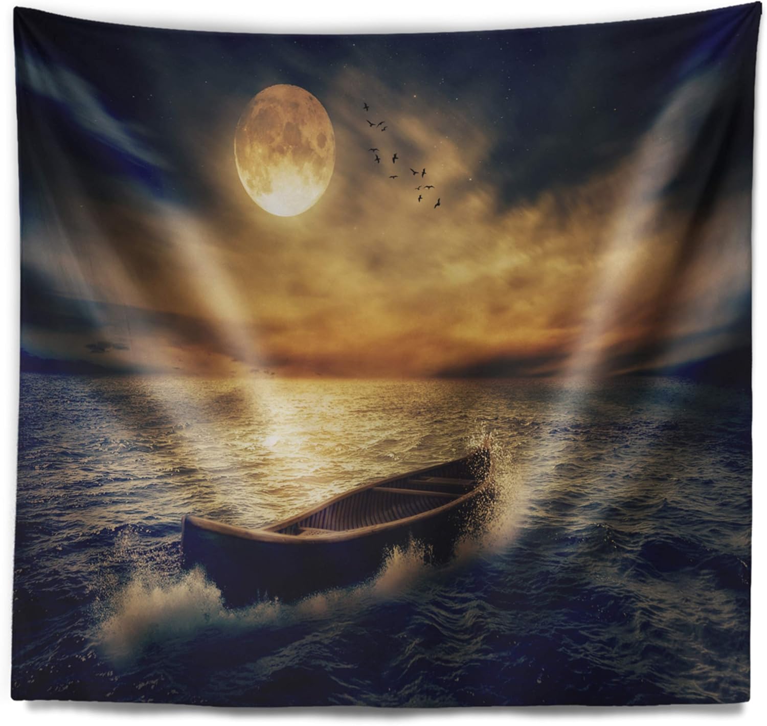 Designart ' Middle of Ocean After Storm' Floral Tapestry Blanket Décor Wall Art for Home and Office, Created on Lightweight Polyester Fabric XL: 80" x 68"