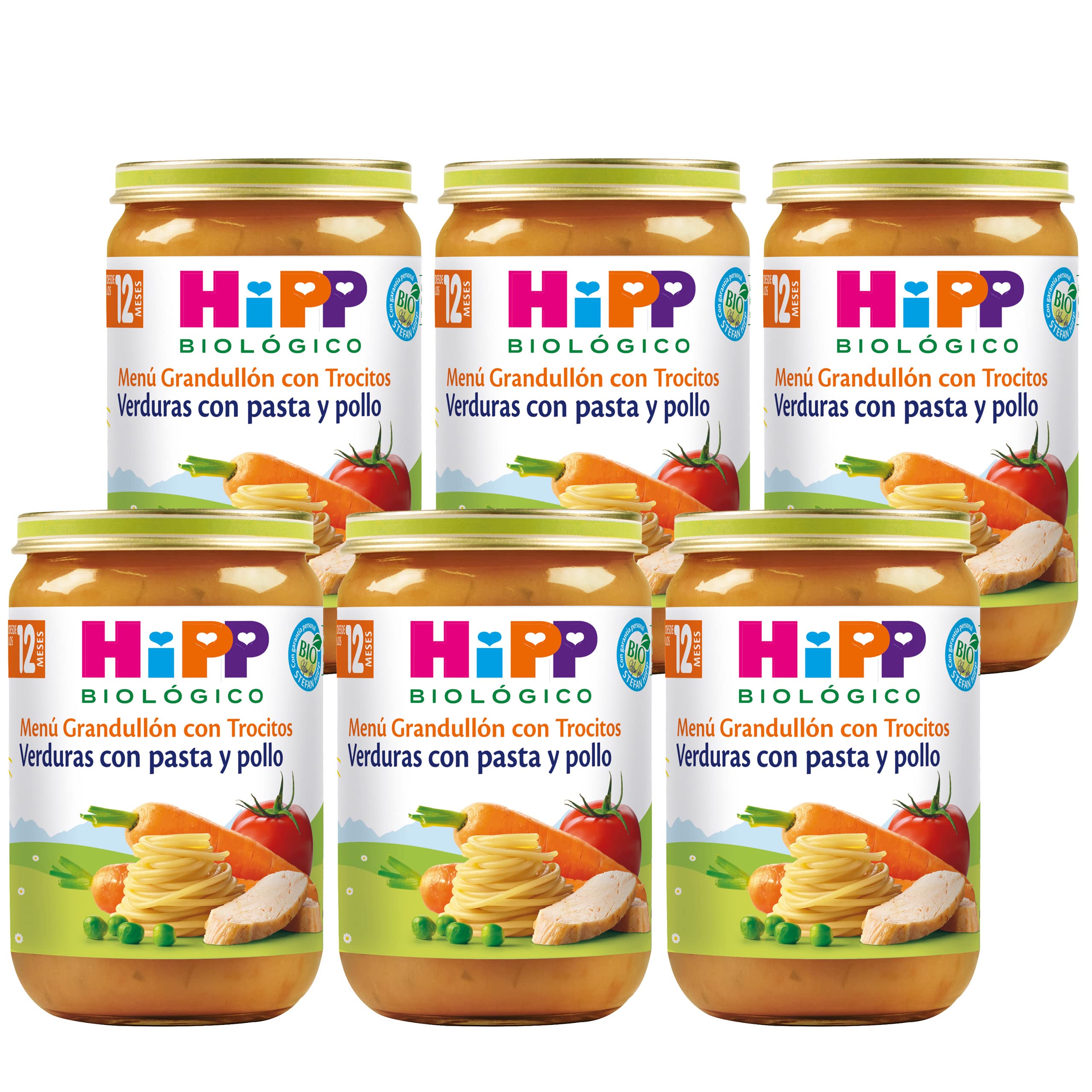 HiPP Tarrito Verduras con Pasta y Pollo BIO Pack 6x220g Desde 12 Meses