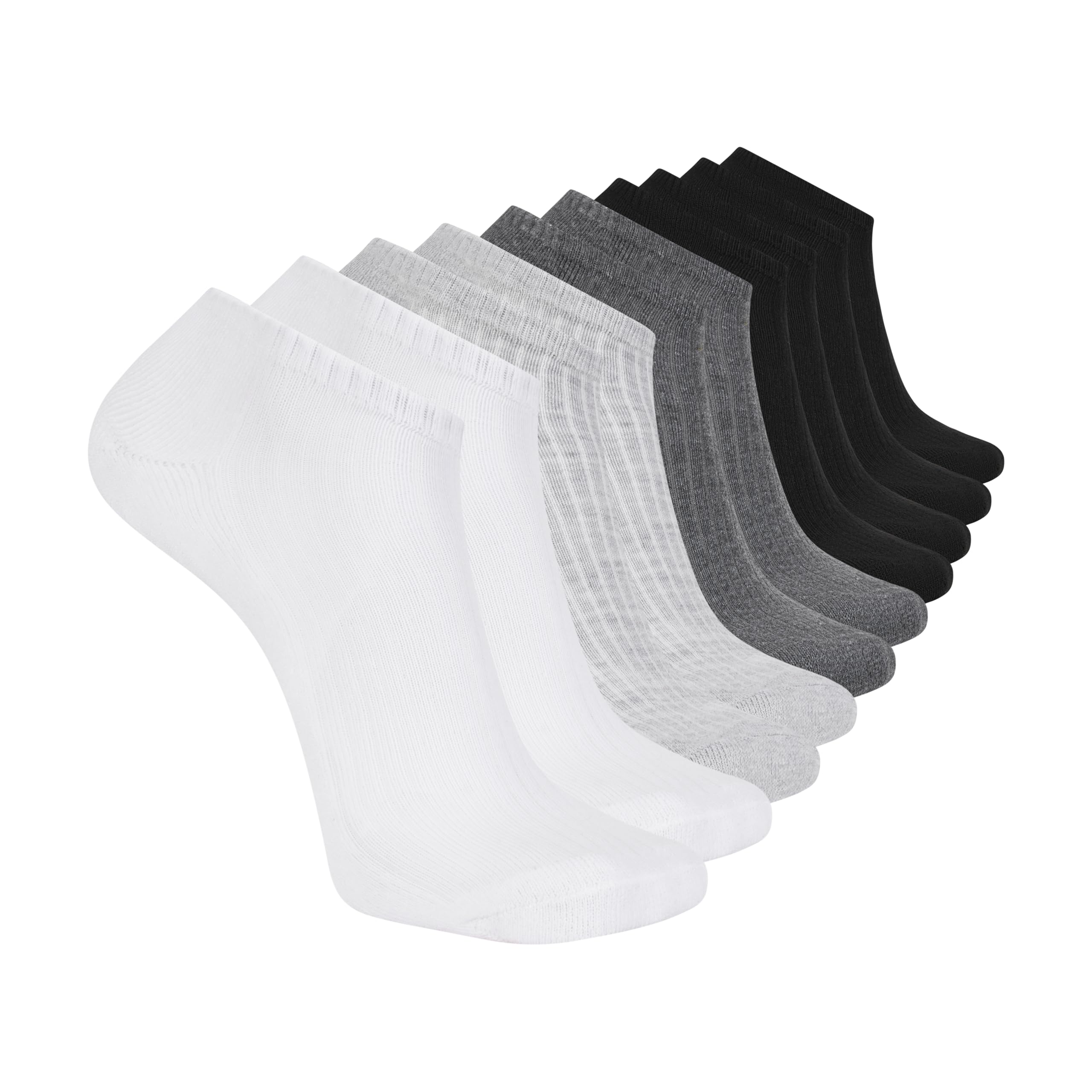 Skechers Men's 10 Pack Cushioned Low Cut Socks, White/Steel Grey/Black, 43-47