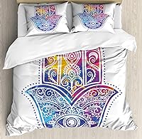 Vista 178 de Ambesonne Juego de funda de edredón de baloncesto, silueta de jugador de baloncesto, promoción de campeonato de competencia de atleta, juego de ropa