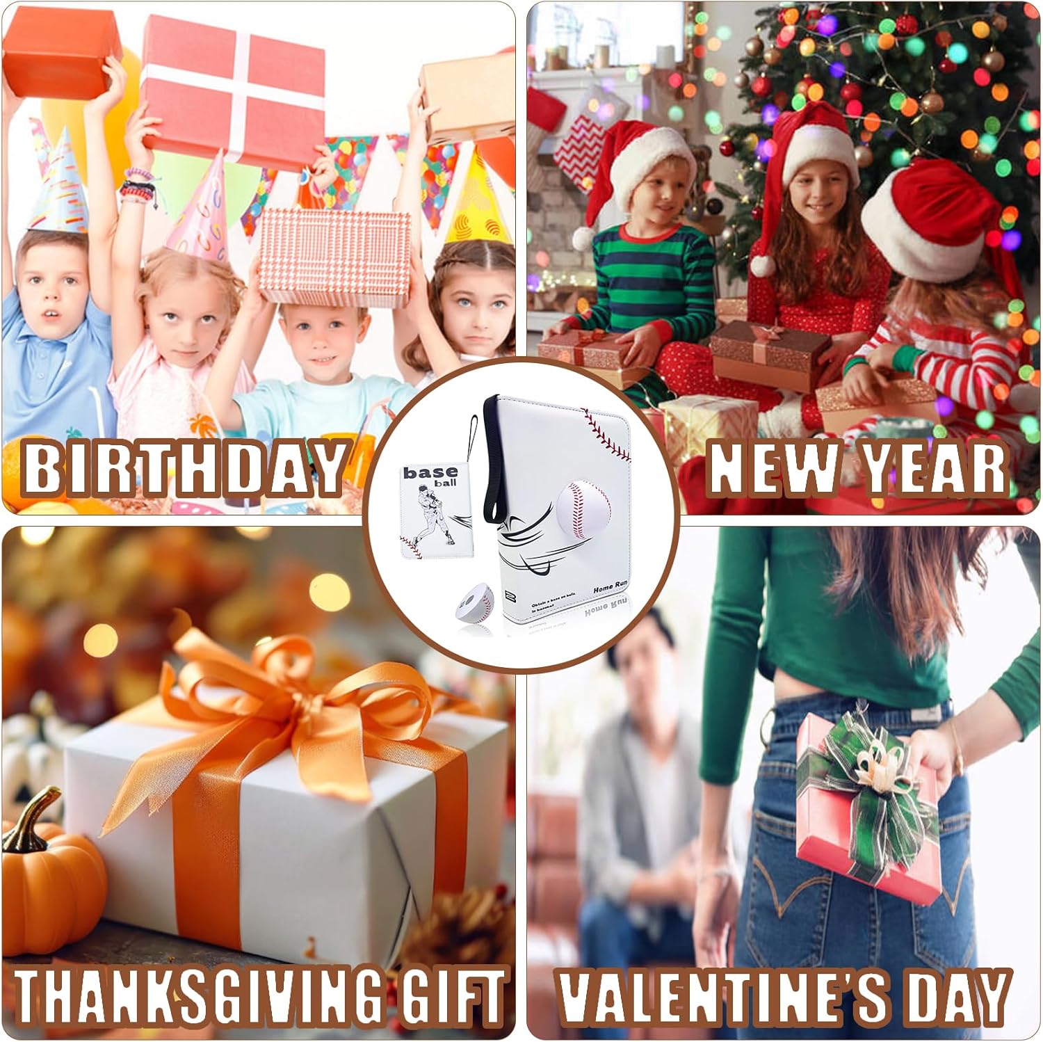 Baseball Card Binder 4 Pocket, Sports Trading Cards Binder - 55 Removable Double-Sided Sleeves, Baseball Collection Binder for 440 Cards, Game/Sport Cards Album Gifts for Boys and Girls