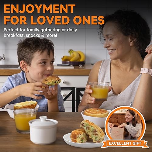 Miniatura 7 de Baker's Friend Máquina de gofres de relleno múltiple, 4 rebanadas con 1.2 pulgadas de grosor y 4 pulgadas de diámetro, mini waflera belga, sándwich