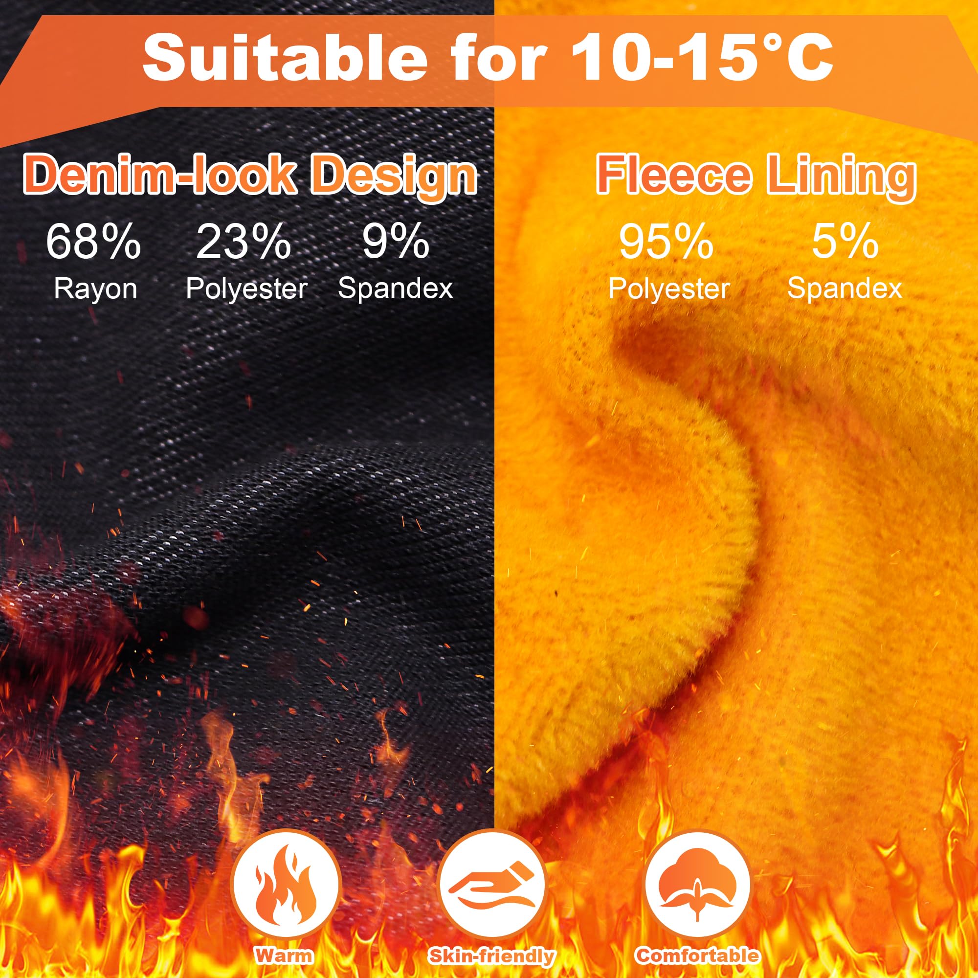 Dziewczęce legginsy termiczne, dżinsy, legginsy z podszewką z polaru, 2 sztuki, wysoka talia legginsy na co dzień ciepłe zimowe slim fit miękkie długie spodnie odzież dziecięca 4-12 lat