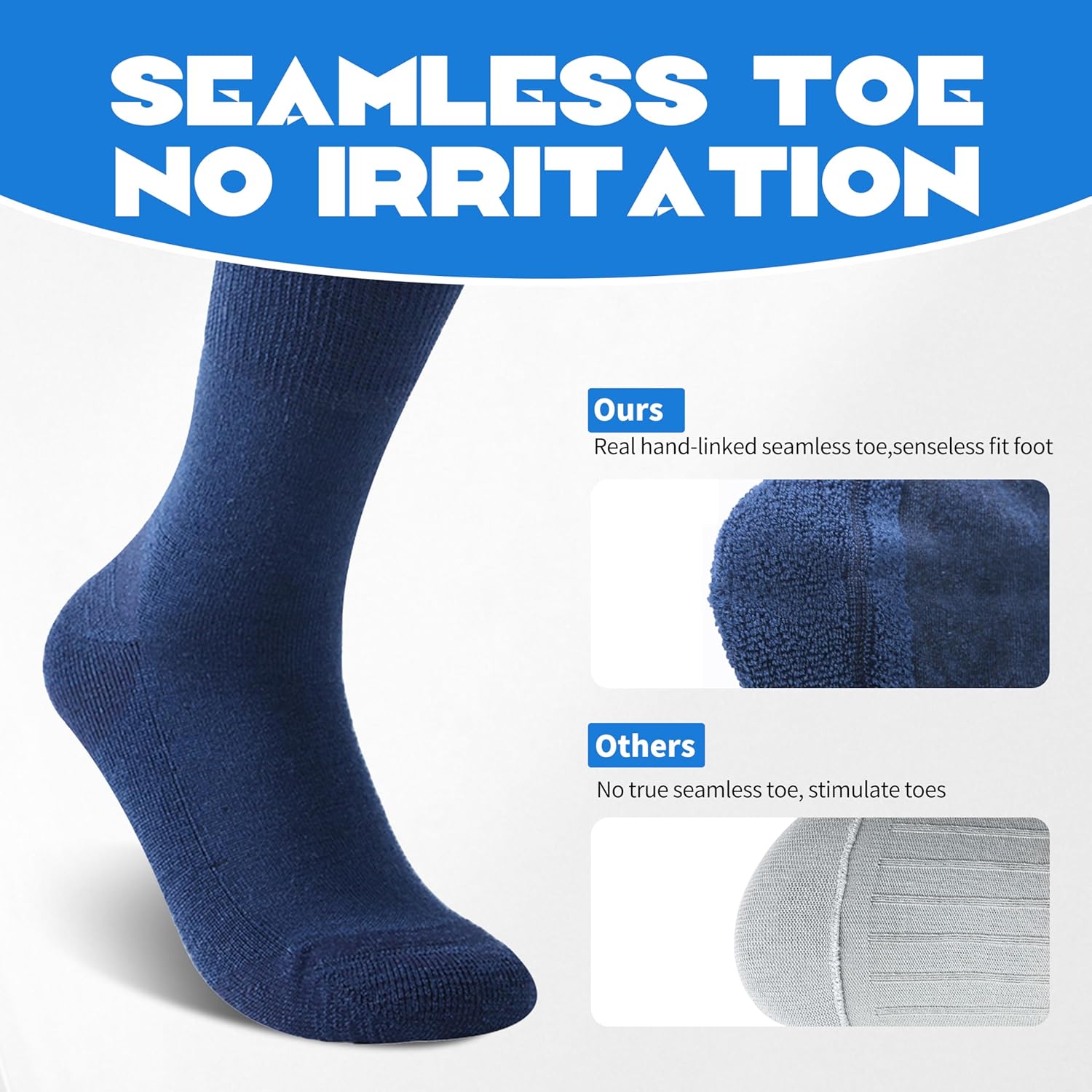 Forcool Merino Wool Non Binding Loose Top Cushioned Sole Dress Crew Diabetic Socks for Men and Women, M/L/XL, 3 Pairs - Image 6