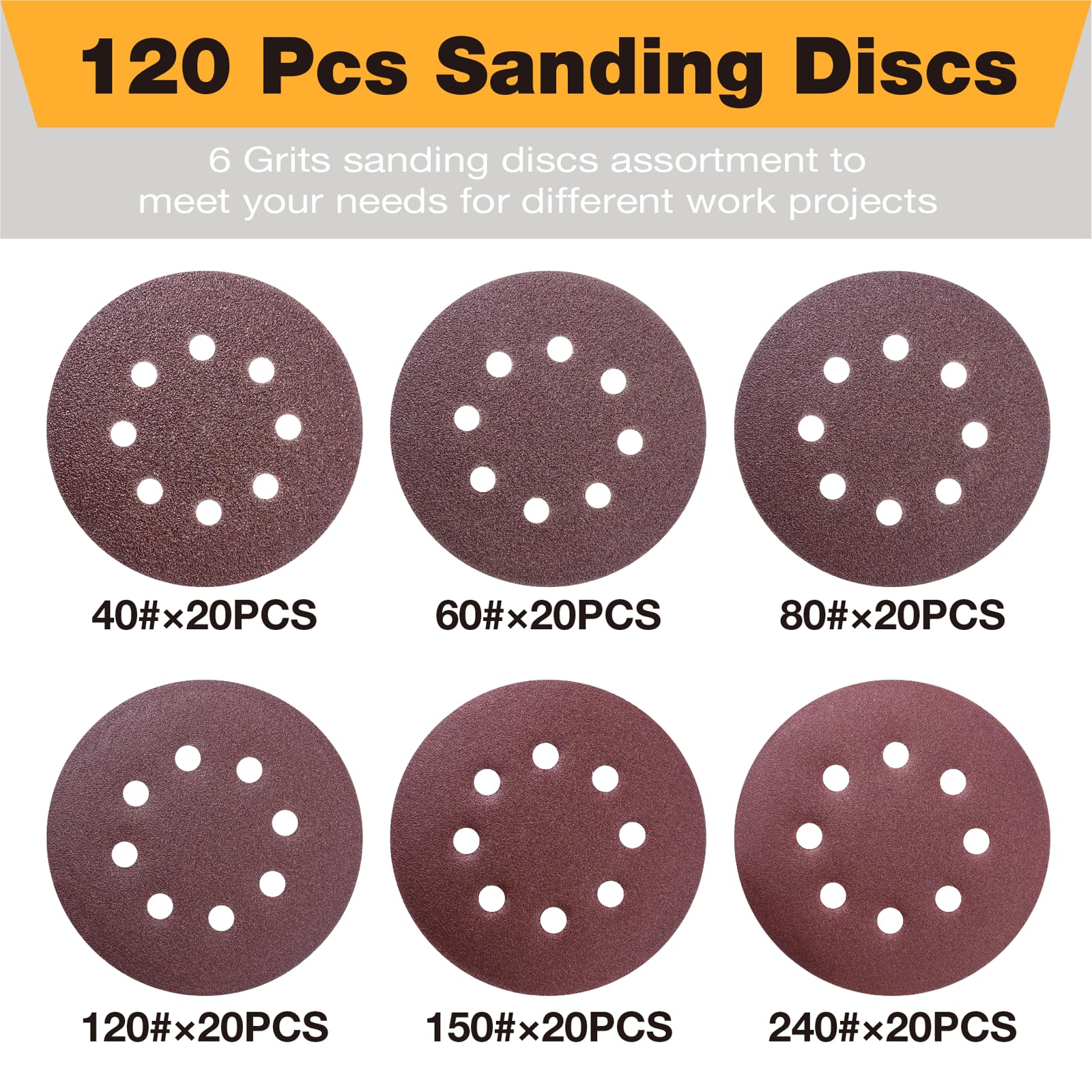 120 Sanding Discs - 5 Inch Grit Set -2 120 Sanding Discs - 5 Inch Grit Set -2