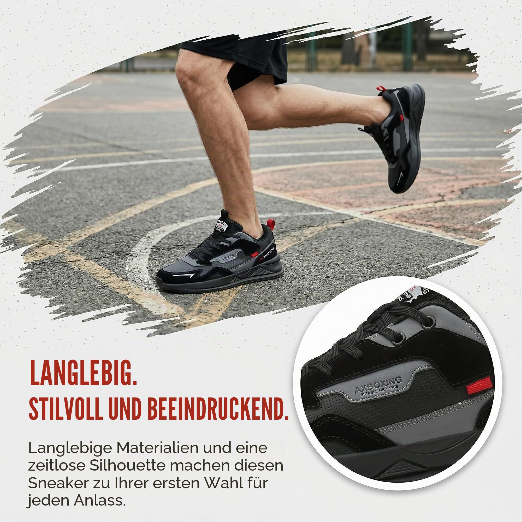 AX BOXING Leichte Sneaker Herren Freizeitschuhe Mode Herrenschuhe Atmungsaktive Laufschuhe Bequeme Sportschuhe rutschfeste Walkingschuhe Größe 40-46 EU