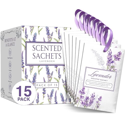 15 Pack Sachets for Drawers and Closets, Scented Sachets for