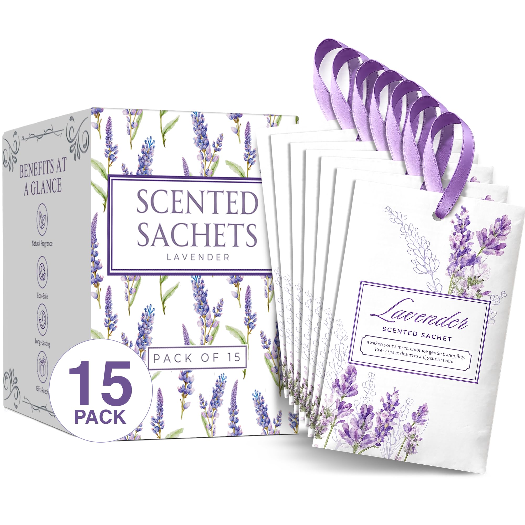 15 Pack Sachets for Drawers and Closets, Scented Sachets for Drawers, Closet Freshener Sachet for Drawers to Refresh Any Space, Sachet Bags, Scented Drawer Fresheners for Dresser, Lavender