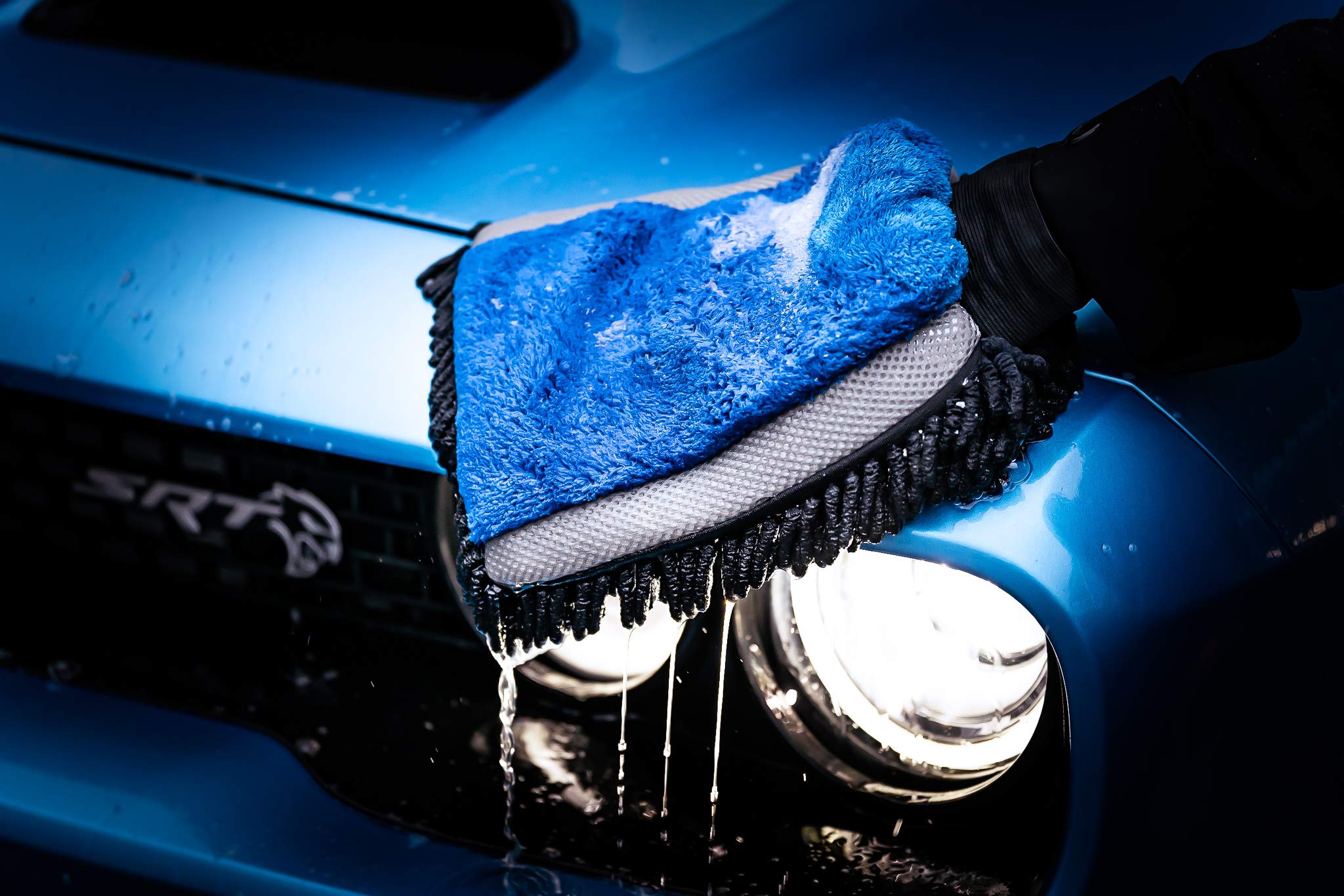 detailmate Auto Vorwäsche Set: ValetPRO pH-neutral Snow Foam 1 Liter + Gloria Foam Master FM10 Schaumsprüher 1 Liter + 3in1 Chenille Waschhandschuh + Griffin Messbecher 150 ml skaliert