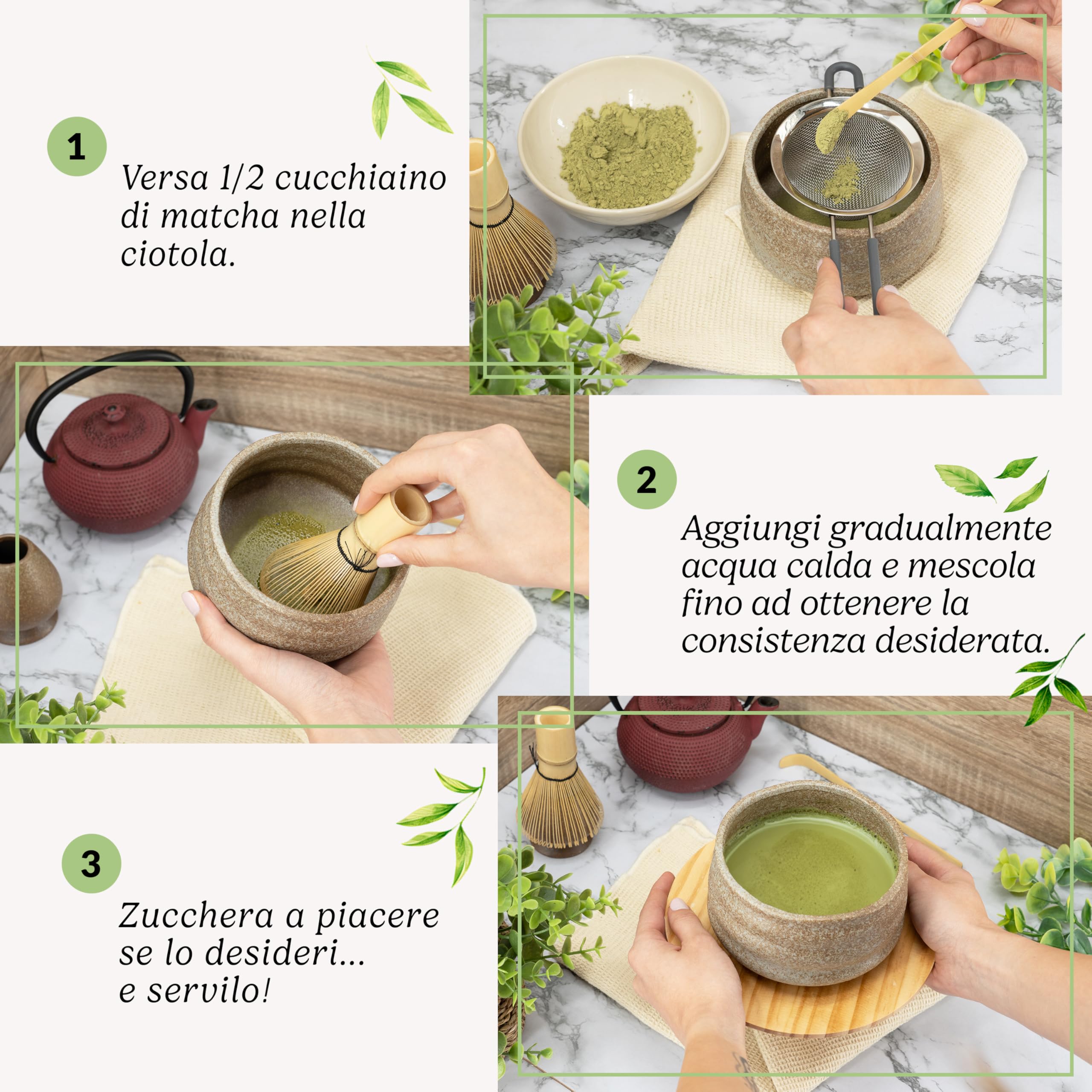 Set Matcha Kit 6 Pezzi - Con Frustino, Ciotola, Colino E Accessori Per Tè Matcha - Foto 1