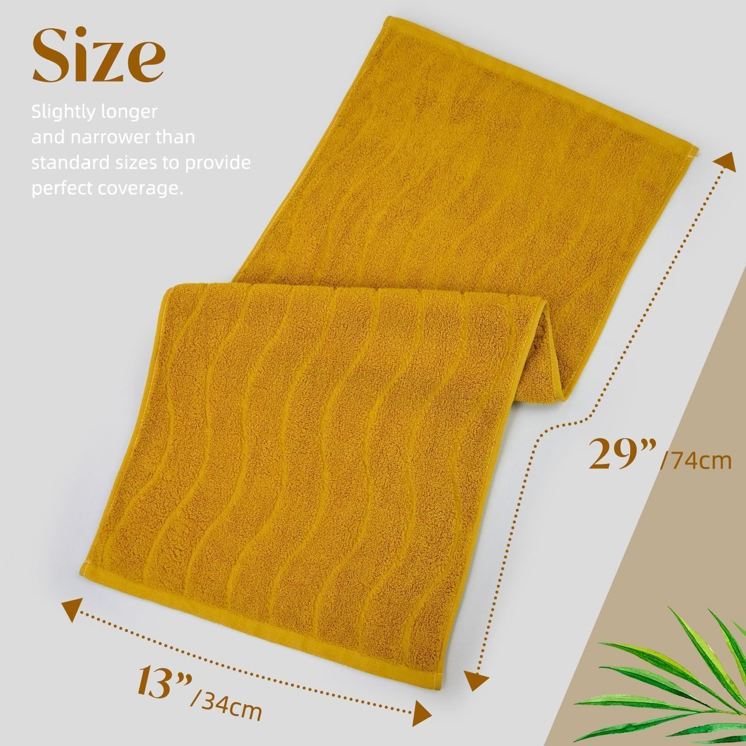 Jacquotha Wavy Striped Cotton Hand Towels, Set of 2, Dry Your Hand Instantly, 13x29 Inches, Mustard Kitchen Bathroom Towel - Image 7