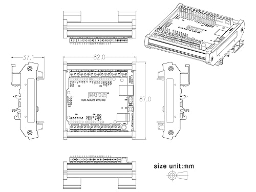 Miniatura 7 de Módulo de bloque de terminales de ruptura de pinout de montaje en carril DIN para Arduino UNO R3