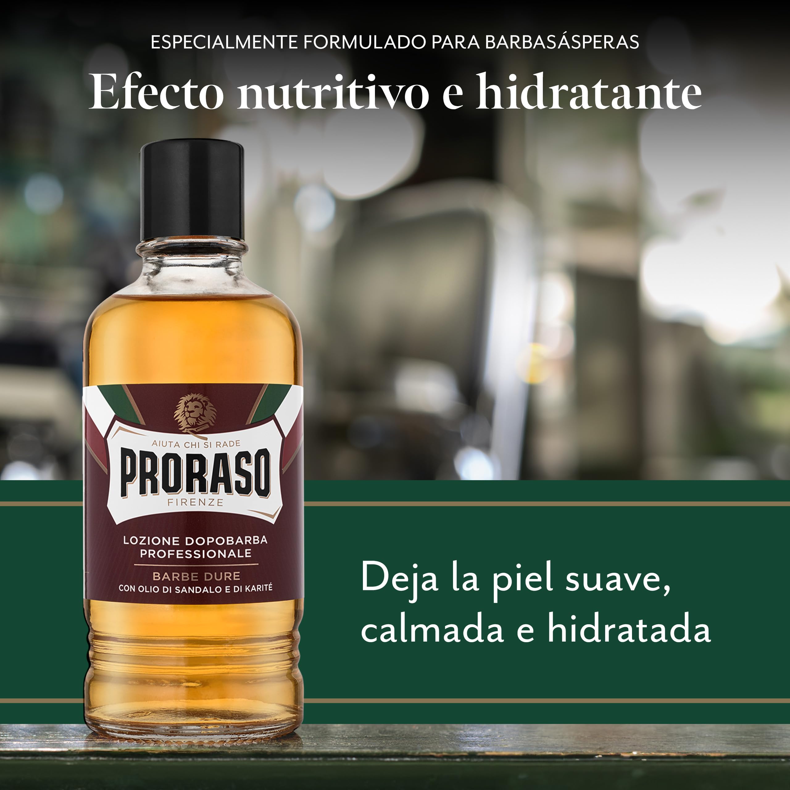Proraso After shave profesional, 400 ml, bálsamo barba con sándalo y manteca de karité, tónico facial que aporta confort y suavidad a la piel