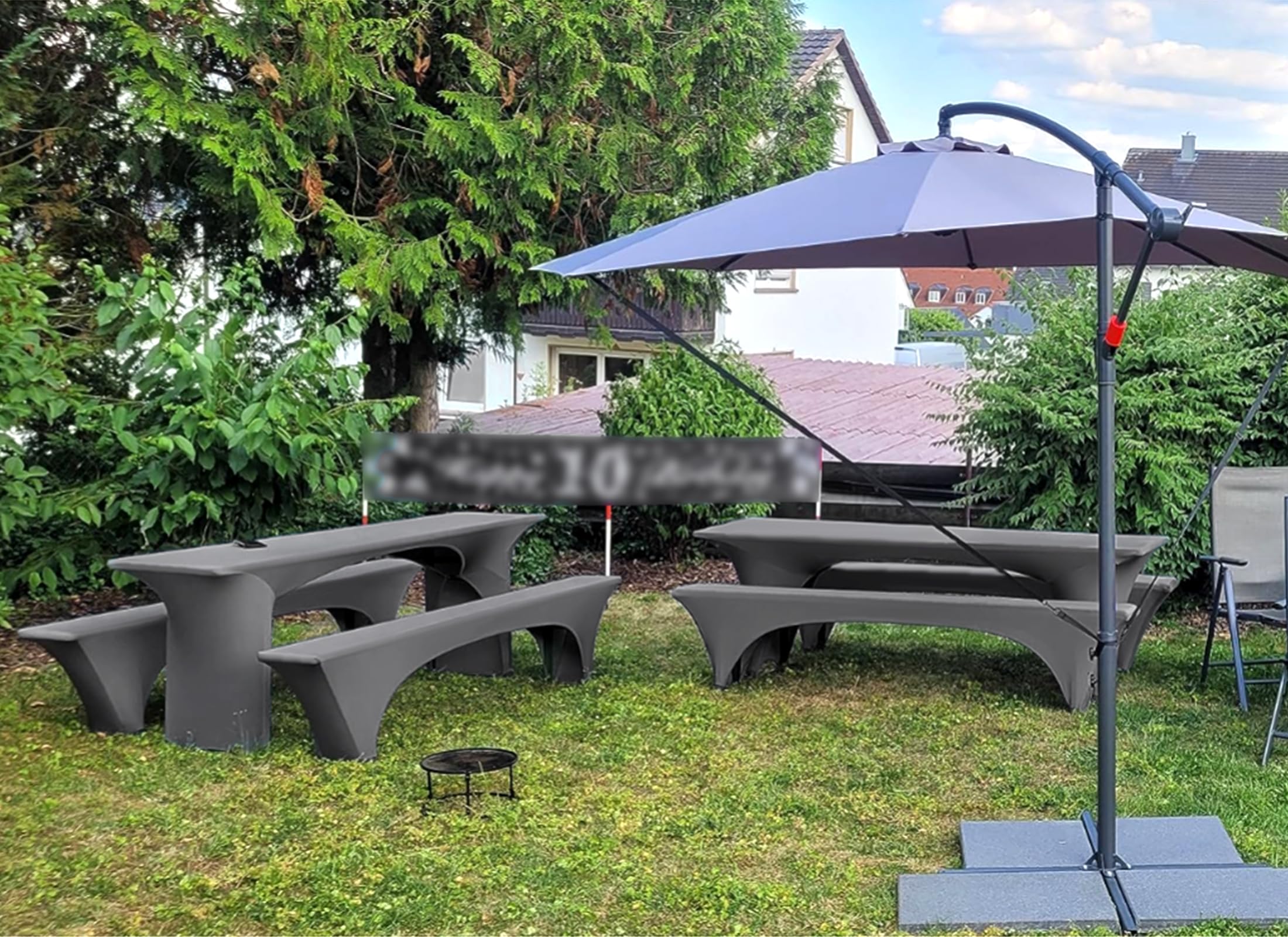 Zwei 3er-Sets Elastische Biertischhussen, Hellgrau Biertisch und Bankabdeckung,50 cm Tischbreite, 220 x 50 x 70 cm Bierzeltabdeckung für Bankett-Partys im Freien Bierbank