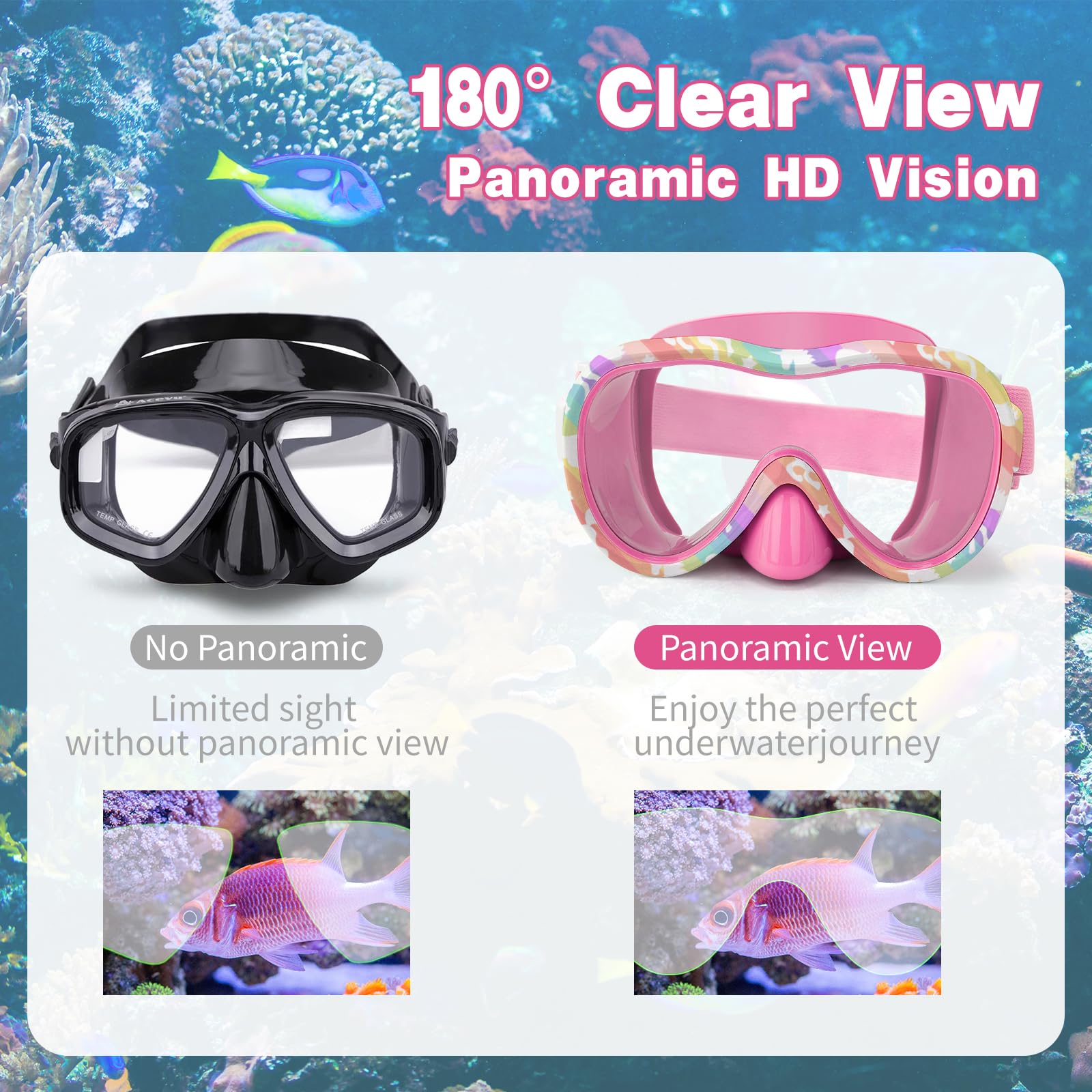 Schwimmbrille für Kinder, wasserdichte Taucherbrille mit Nasenschutz und elastischem Stoffband, UV-Schutz, Schwimmbrille für Kinder, Jungen und Mädchen