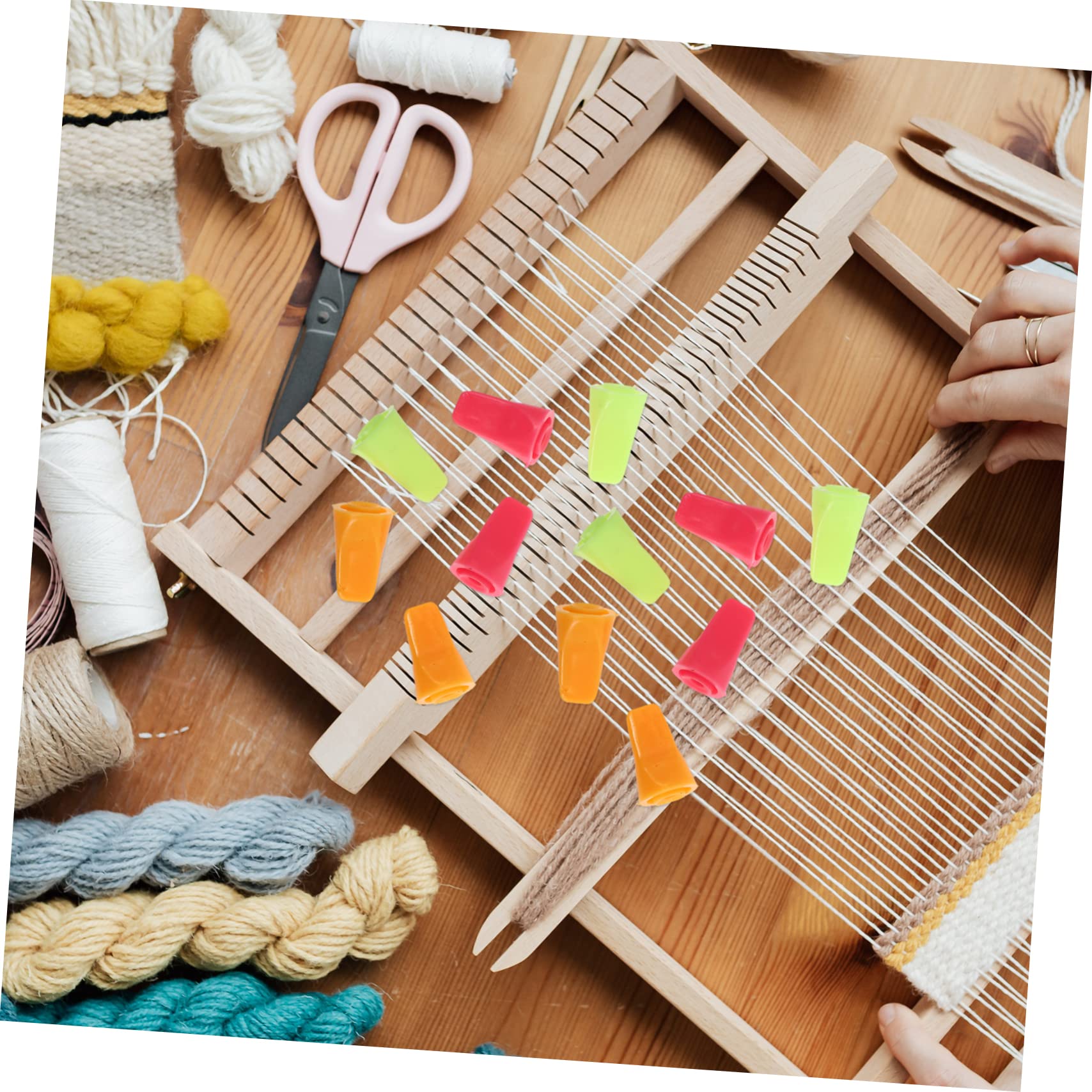 SUNNYCLUE Set Da 54 Pezzi Di Tappi E Fermapunti Per Ferri Da Maglia, Con Segnapunti Arcobaleno E A Mongolfiera, In Plastica E Silicone - 2