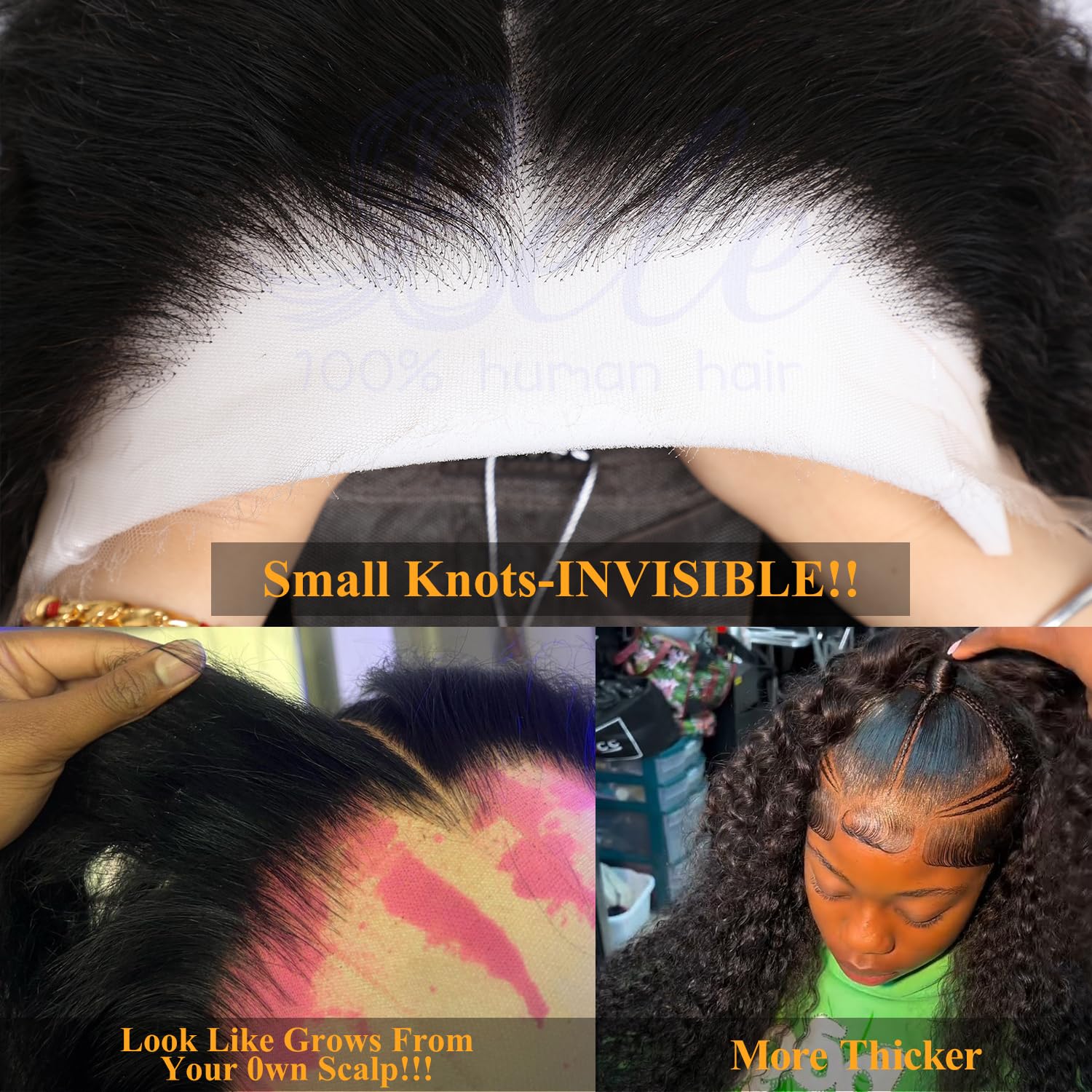 Bele 13x4 HD Full Lace Frontal Wig 180 Density 26 Inch Brazilian 12A Water Wave Full Lace Front Wigs Virgin Human Hair Pre Plucked Bleached Tiny Knots with Baby Hair for Black Wowen - Image 3