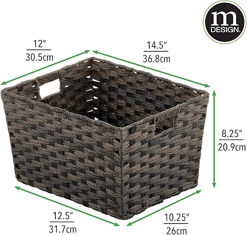 Miniatura 3 de mDesign Cestas de almacenamiento para el hogar de cuerda trenzada rectangular ancha con asas, para organizar armario, dormitorio, baño, sala de