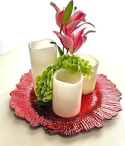 Vista 22 de Occasions" - 10 cargadores redondos de plástico acrílico de 13 pulgadas, para decoración de cenas (coral en plata) Coral en Plata,Coral