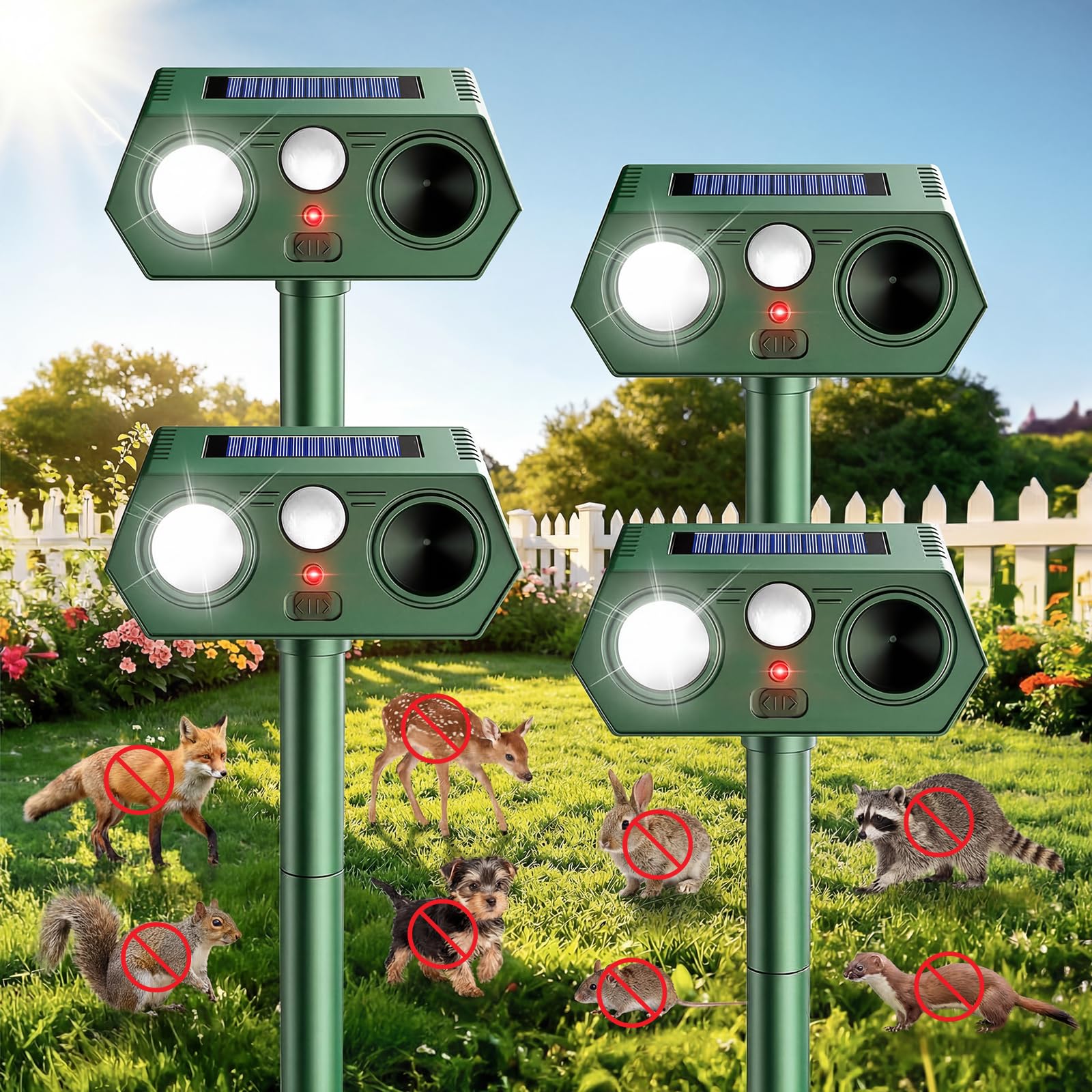 Thcritter Solar Ultrasonic Animal Repeller 4 Pack