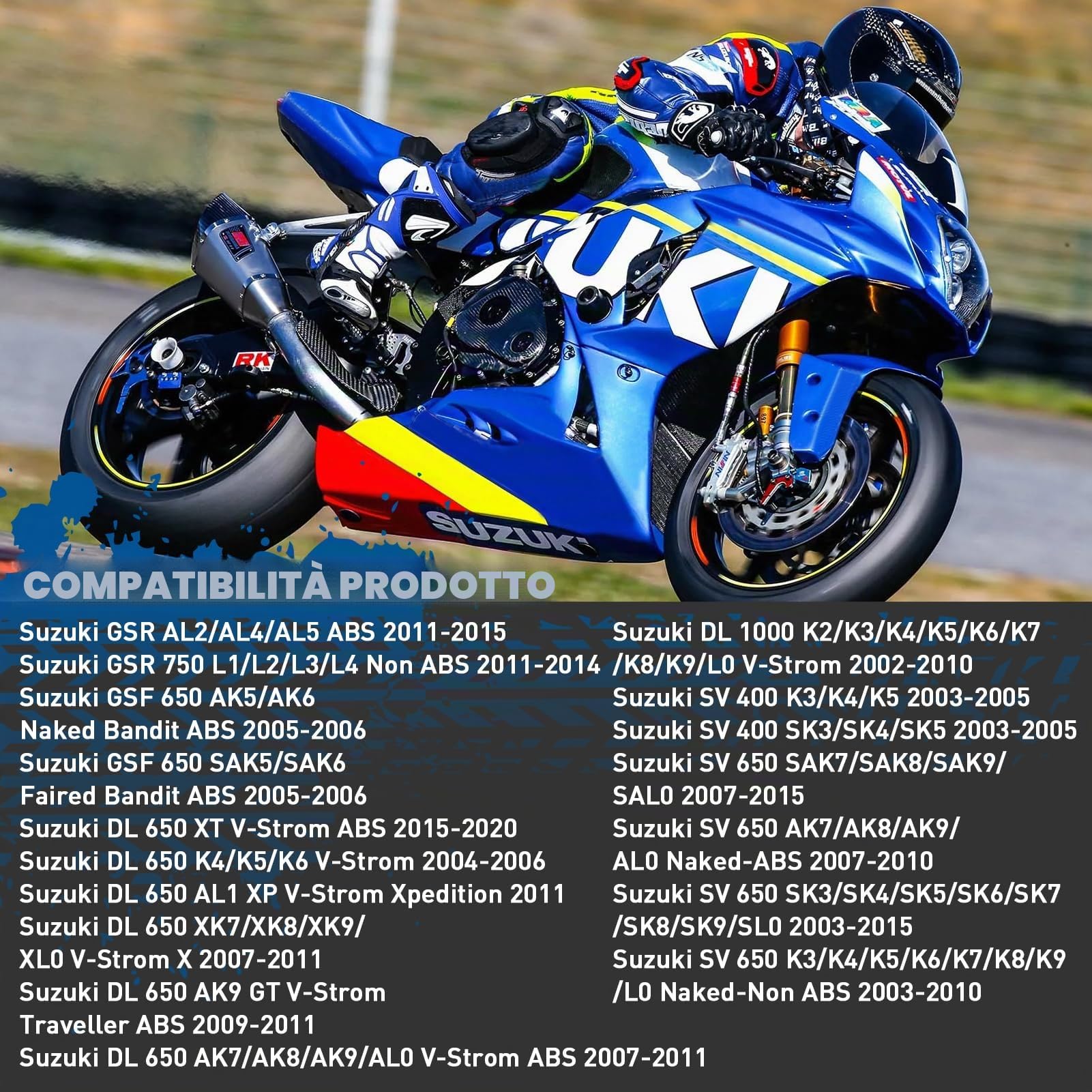 Pastiglie freno anteriori e posteriori per Suzuki 650 DL650 VStrom 2004-2020 DL1000 1000 V-Strom 2002-2010 SV650 SV 650 2003-2015 GSR750 2011-2015