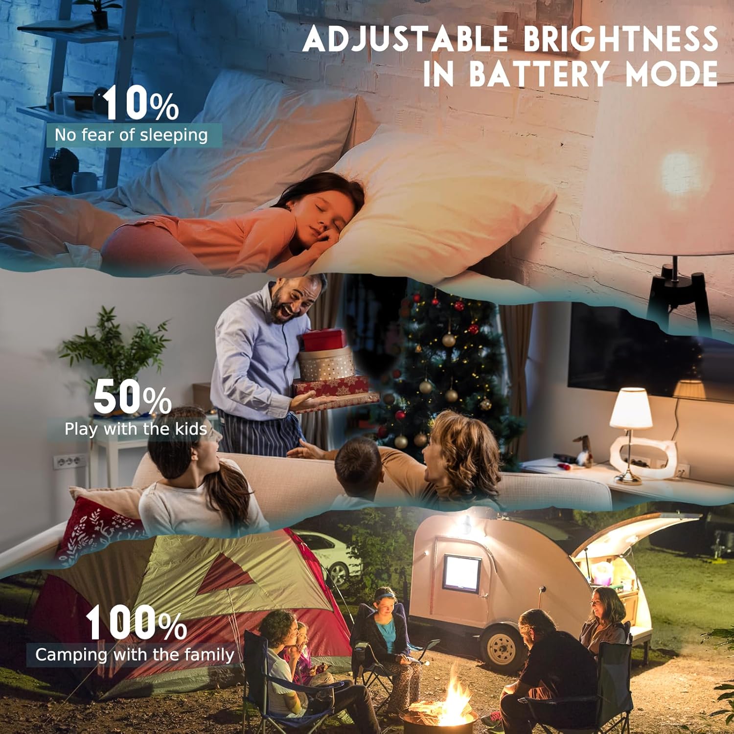 6 Pack Rechargeable Emergency Light Bulbs, Battery Powered LED Light Bulb 6000K Daylight E26 12W 60W Equivalent with 1500mAh for Home Power Outage Camping Hiking(6 Bulbs, 6 Hooks,3 Plug Caps)