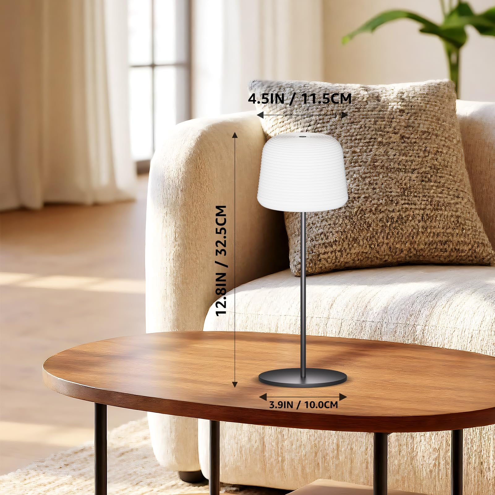 2 Stück 3-in-1 LED Tischlampe Kabellos, Mini Dimmbare Nachttischlampe Mit Touch, USB Aufladbar Mit Akku, 3 Stufen Warmlicht Mit Speicherfunktion, Schutzart IP44, Für Indoor Und Outdoor